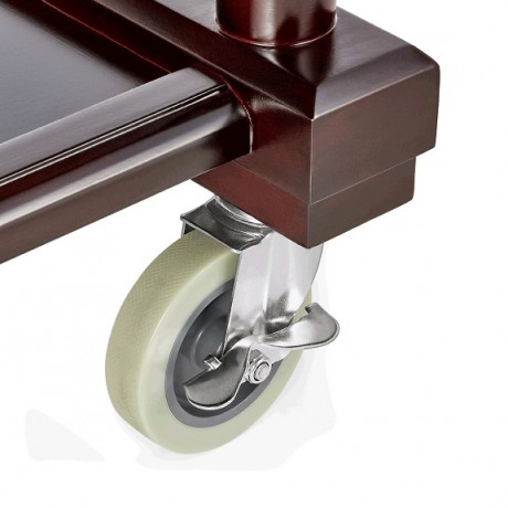 Carucior servire, din lemn, cu 3 polite, maner din inox, 92x50xH79 cm 