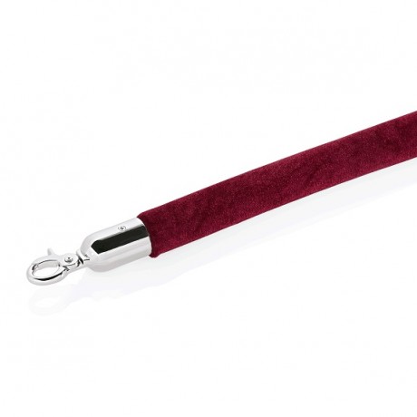 Cordon delimitare rosu catifea cu capete metal cromat, 150 cm