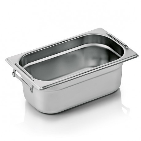 Cuva GN 1/4-100 mm, din inox, cu manere, 2.8 litri
