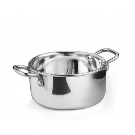Mini cratiță din inox cu mânere, servire, cartofi prăjiți, aperitive, 350 ml, 10x4.7 cm