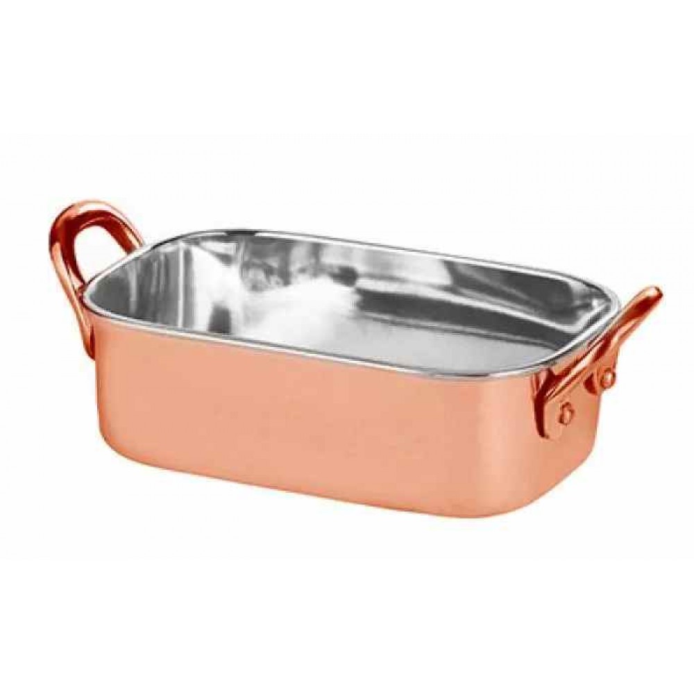 Roaster dreptunghiular inox cu strat cuprat, 450ml, 14,5x9,5x4,5cm