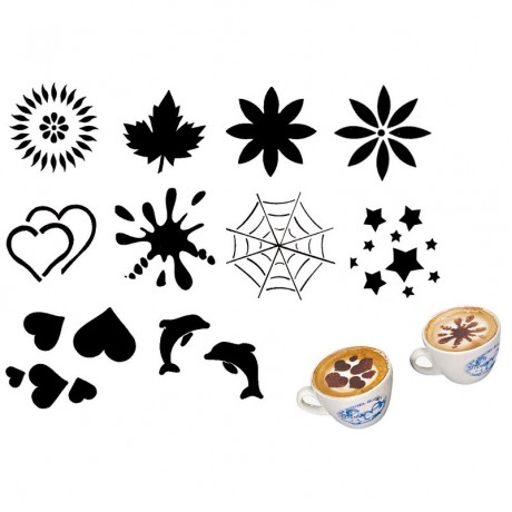 Set 10 motive de decorare cappuccino, latte macchiato