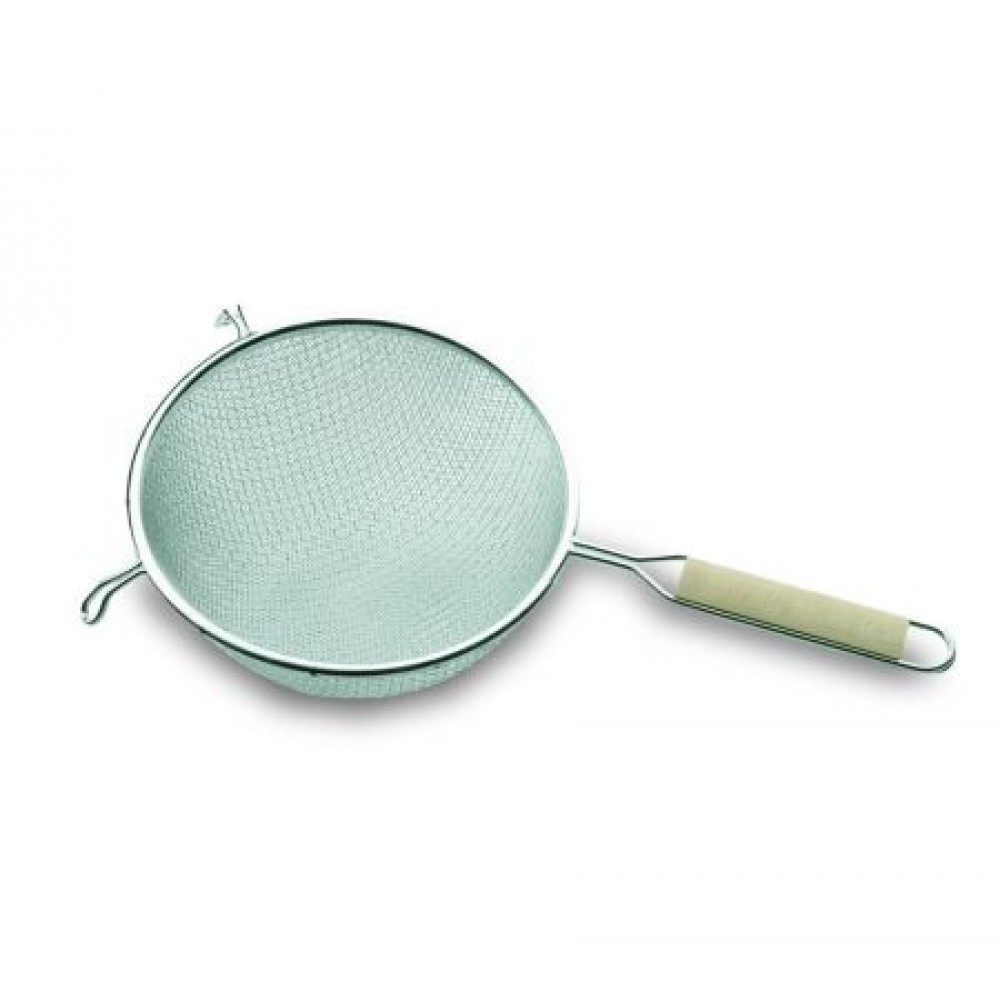 Strecurătoare inox, plasă dublă, maner lemn, Ø 26 cm  
