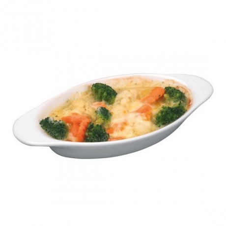 Tavă copt cuptor, servire, din porțelan, ovală, 21x10xH3 cm, potrivit si pentru microunde